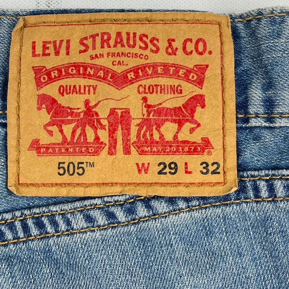 Levi's 505 Regular Fit Straight Leg Light Wash Blue Denim Jeans Mens 29x32 NWOT